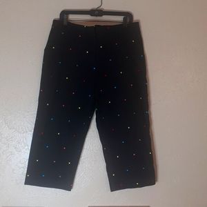 KIM ROGERS womens black with multi colors dots size 16 capris beautiful💖